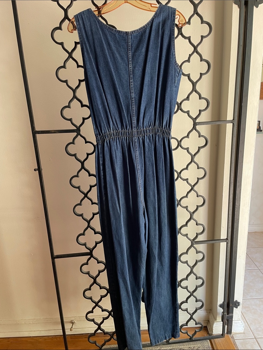VTG Women's Blue Denim Overall Jumpsuit - Sleeveless Utility Style - Picture 6 of 11